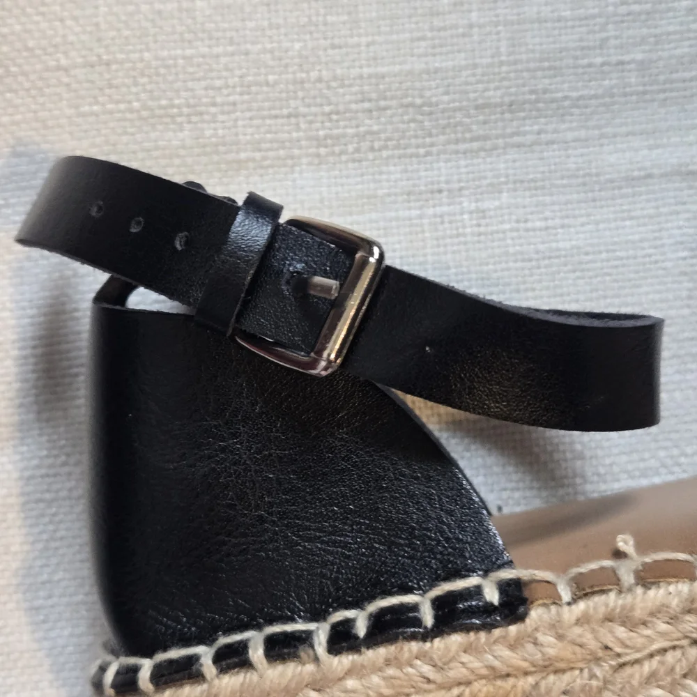 Old Navy Black Espadrille Ankle-Strap Flats Size 6